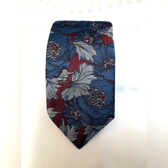 Vintage Camden Court Floral Red Blue White Tie Mens Necktie - Picture 16 of 16